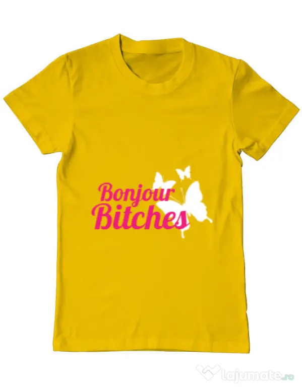 Tricou ADLER barbat Bonjour bitches Galben