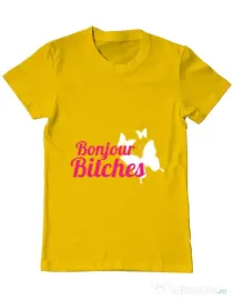 Tricou ADLER barbat Bonjour bitches Galben