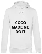 Hoodie barbat cu gluga Coco made me do it Alb