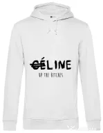 Hoodie barbat cu gluga Line up bitches Alb