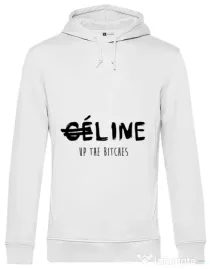 Hoodie barbat cu gluga Line up bitches Alb