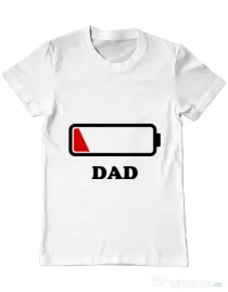Tricou ADLER barbat Dad battery Alb