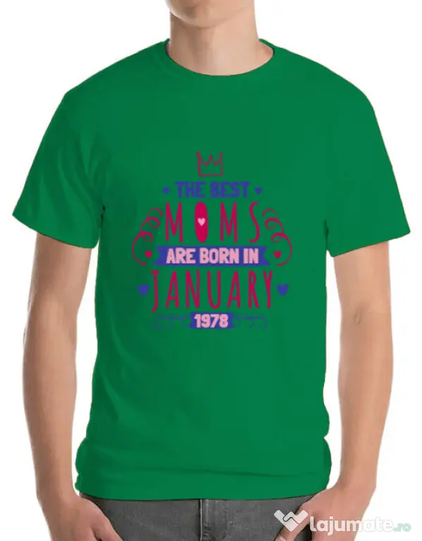 Tricou ADLER barbat The best moms January Verde mediu