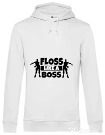 Hoodie barbat cu gluga Floss like a boss Alb