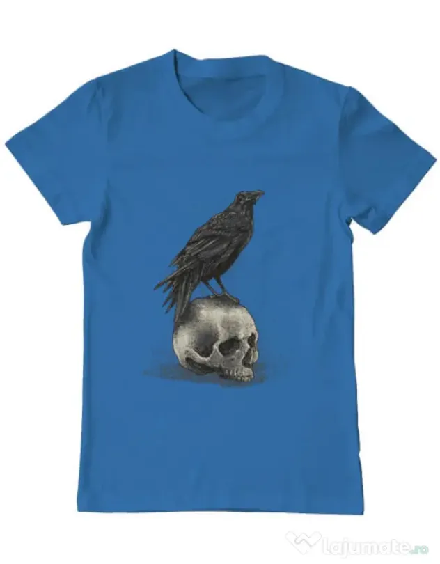 Tricou ADLER barbat Crow skull Albastru azuriu