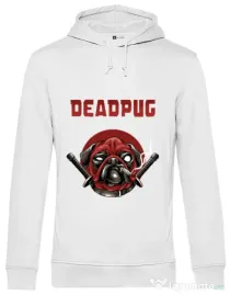 Hoodie barbat cu gluga Deadpug Alb