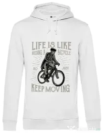 Hoodie barbat cu gluga Keep moving Alb