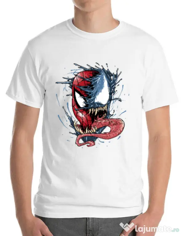 Tricou ADLER barbat Venom vs Spiderman Alb