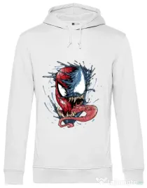 Hoodie barbat cu gluga Venom vs Spiderman Alb