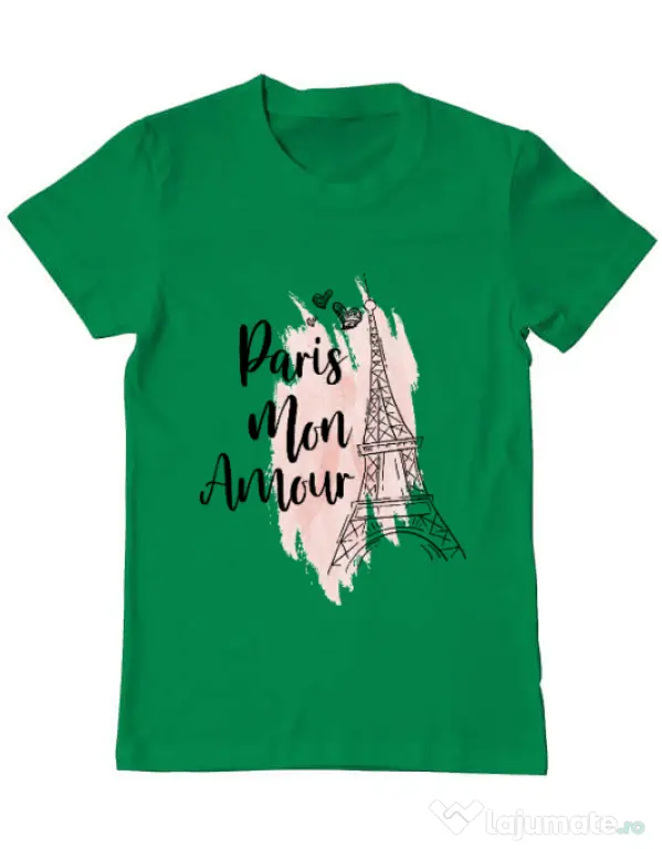 Tricou ADLER barbat Paris mon amour Verde mediu