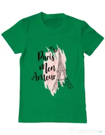 Tricou ADLER barbat Paris mon amour Verde mediu