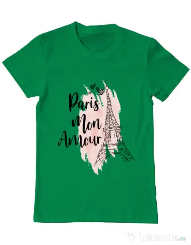 Tricou ADLER barbat Paris mon amour Verde mediu