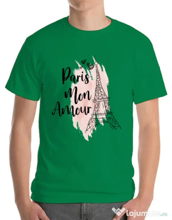 Tricou ADLER barbat Paris mon amour Verde mediu