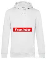Hoodie barbat cu gluga Feminist Alb