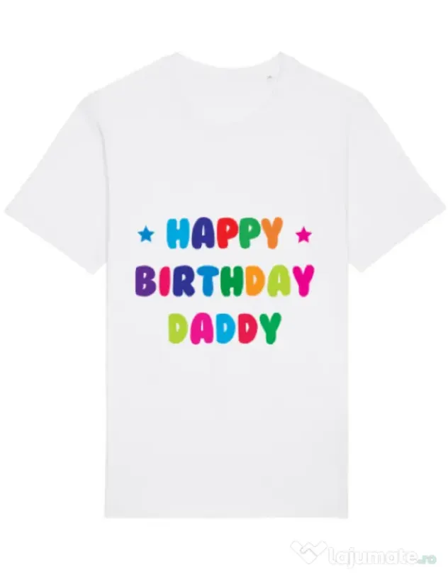 Tricou STANLEY STELLA barbat Happy Birthday Daddy Alb