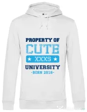 Hoodie barbat cu gluga Cute university Alb