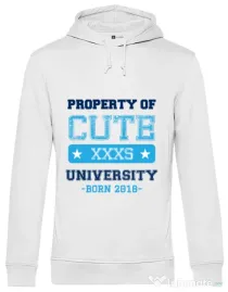 Hoodie barbat cu gluga Cute university Alb