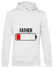 Hoodie barbat cu gluga Father battery Alb