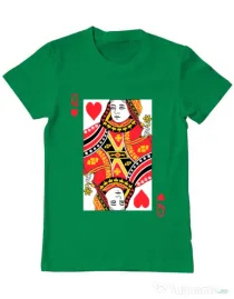 Tricou ADLER barbat Queen of hearts Verde mediu