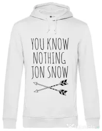 Hoodie barbat cu gluga You know nothing Alb