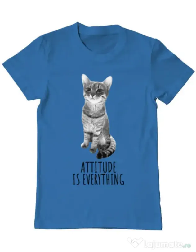 Tricou ADLER barbat Attitude is everything Albastru azuriu