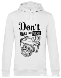 Hoodie barbat cu gluga Dont make me shoot you Alb