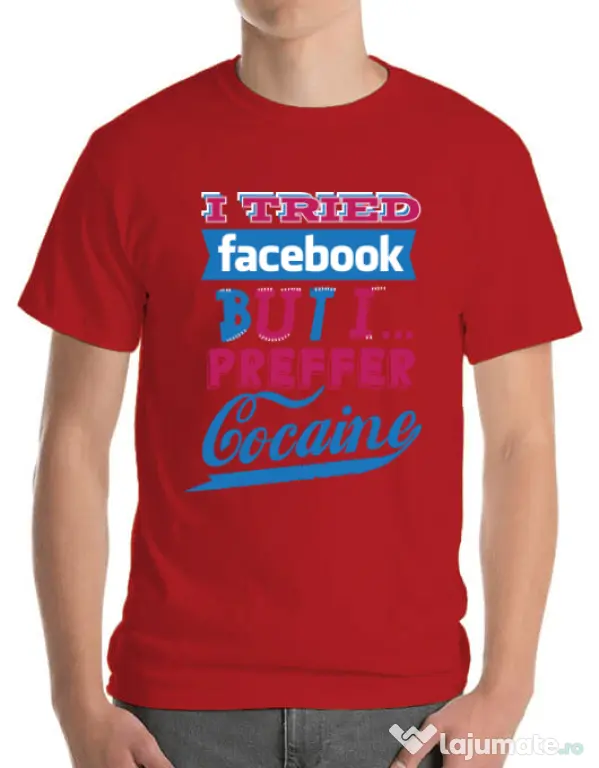 Tricou ADLER barbat I tried Bacebook Rosu