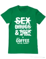 Tricou ADLER barbat Just coffee for me Verde mediu