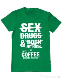 Tricou ADLER barbat Just coffee for me Verde mediu