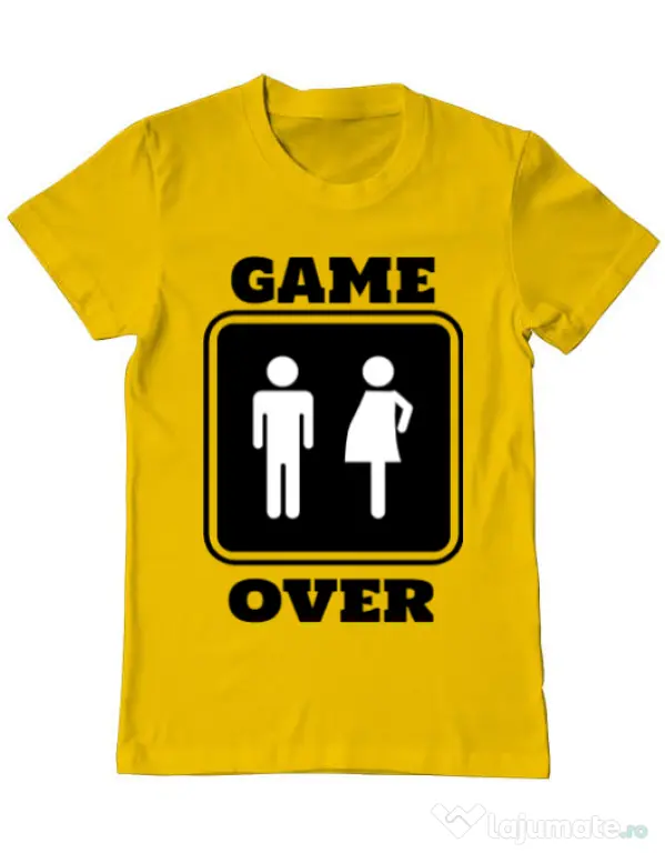 Tricou ADLER barbat Game over pregnant Galben