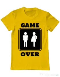 Tricou ADLER barbat Game over pregnant Galben