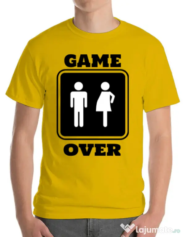 Tricou ADLER barbat Game over pregnant Galben