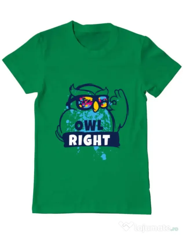 Tricou ADLER barbat Owl right Verde mediu