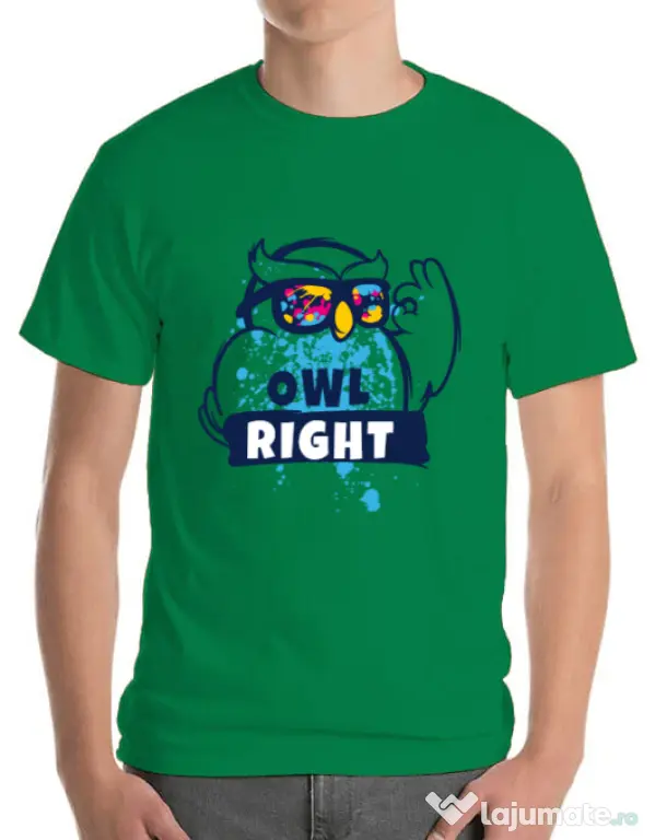 Tricou ADLER barbat Owl right Verde mediu