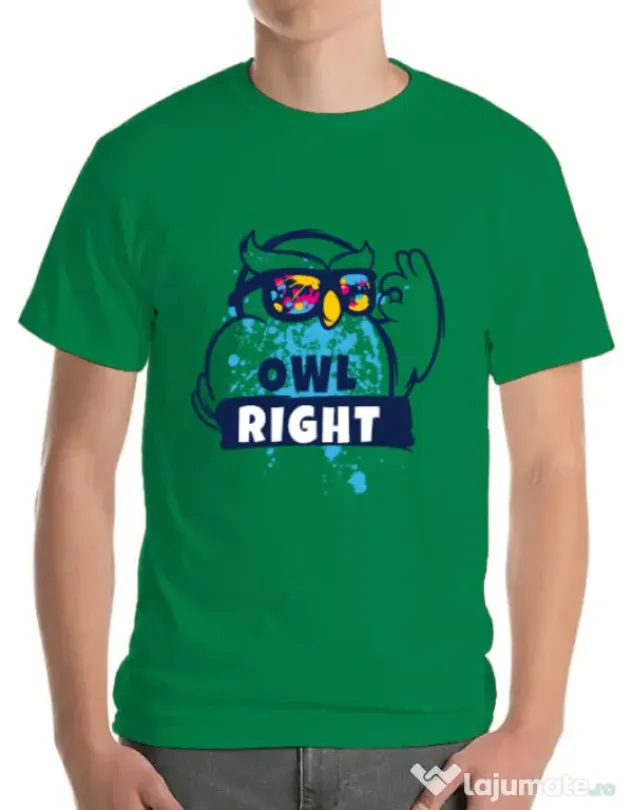 Tricou ADLER barbat Owl right Verde mediu