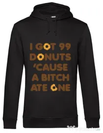 Hoodie barbat cu gluga 99 Donuts Negru