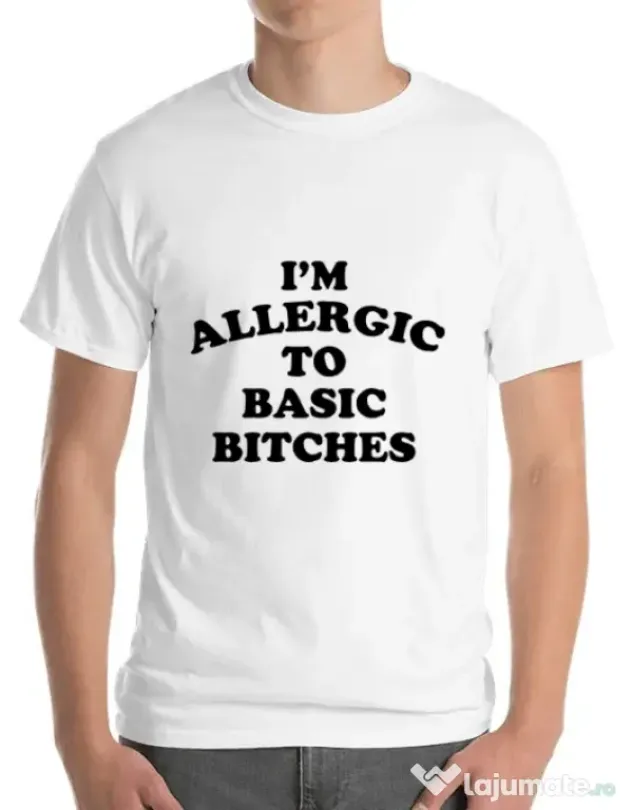 Tricou ADLER barbat Allergic to basic bitches Alb