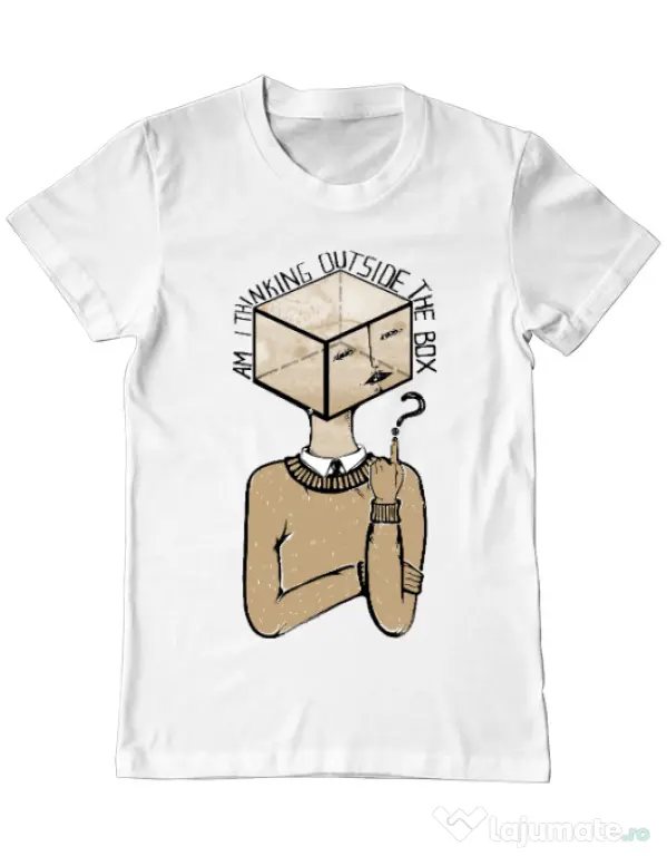 Tricou ADLER barbat Am I thinking outside the box Alb
