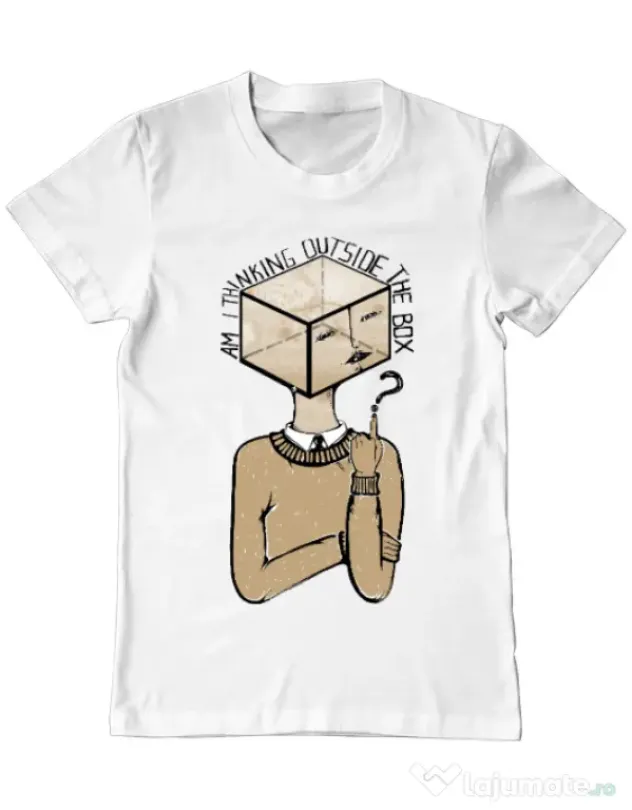 Tricou ADLER barbat Am I thinking outside the box Alb