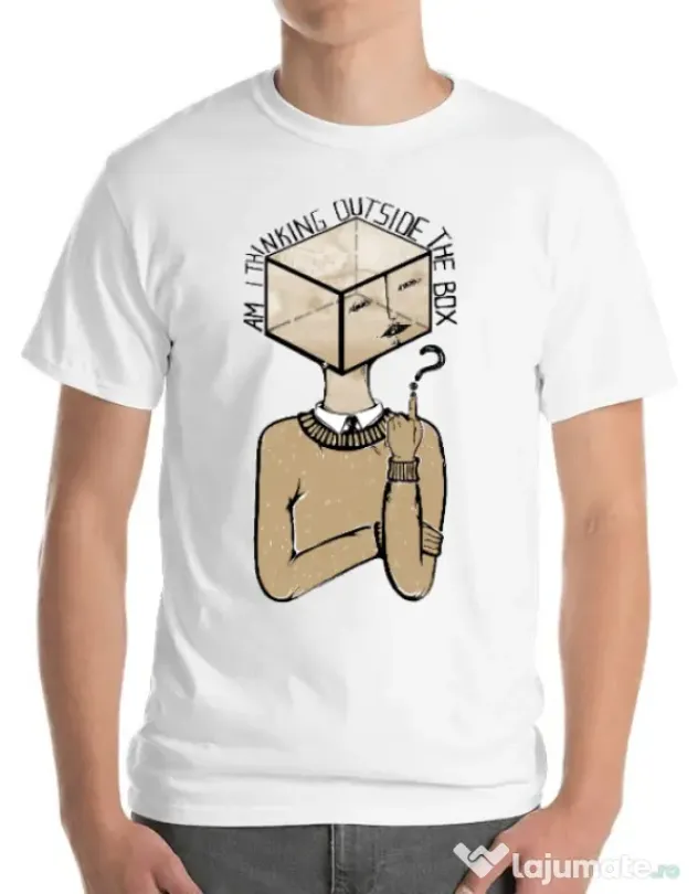 Tricou ADLER barbat Am I thinking outside the box Alb