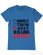Tricou ADLER barbat Busy killing zombies Albastru azuriu