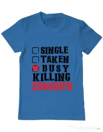 Tricou ADLER barbat Busy killing zombies Albastru azuriu