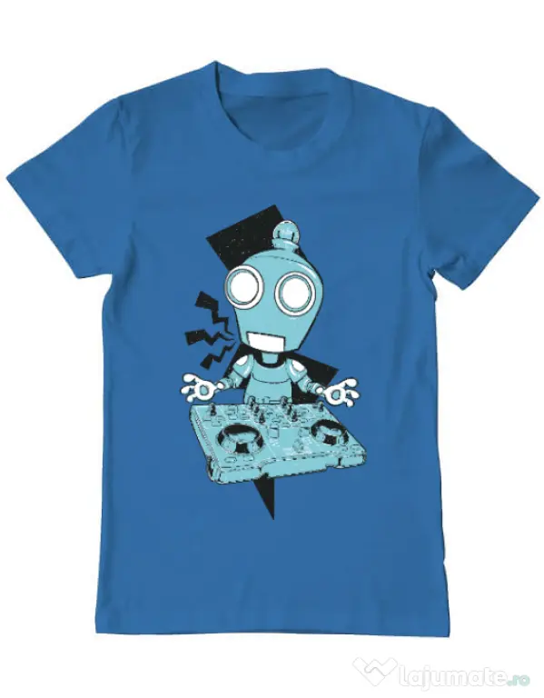 Tricou ADLER barbat Dj robot Albastru azuriu