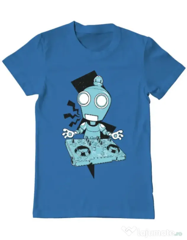 Tricou ADLER barbat Dj robot Albastru azuriu