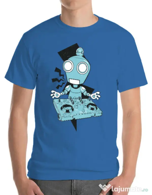 Tricou ADLER barbat Dj robot Albastru azuriu