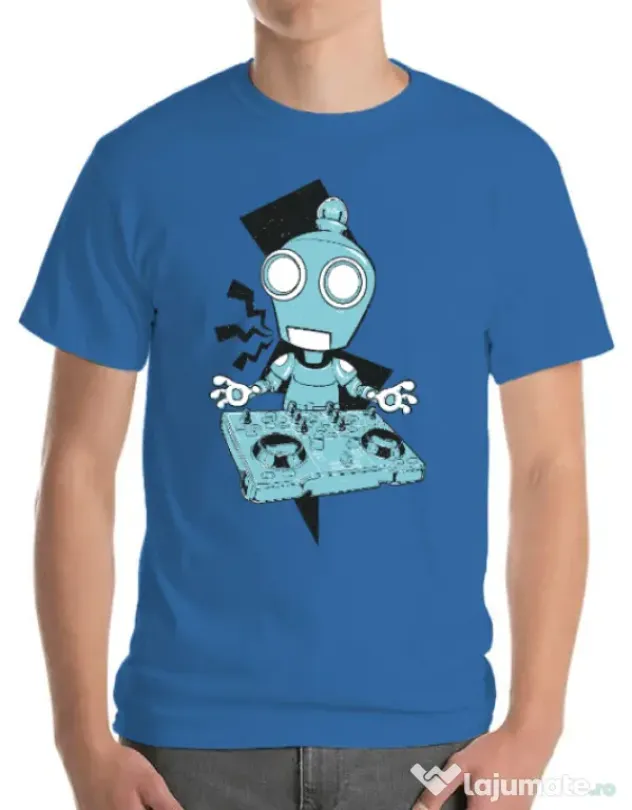 Tricou ADLER barbat Dj robot Albastru azuriu