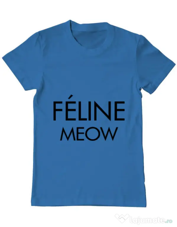 Tricou ADLER barbat Feline meow Albastru azuriu
