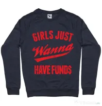 Bluza ADLER barbat Girls wanna have funds Denim inchis
