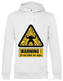 Hoodie barbat cu gluga I become angry Alb