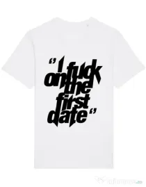 Tricou STANLEY STELLA barbat I fuck on the first date Alb